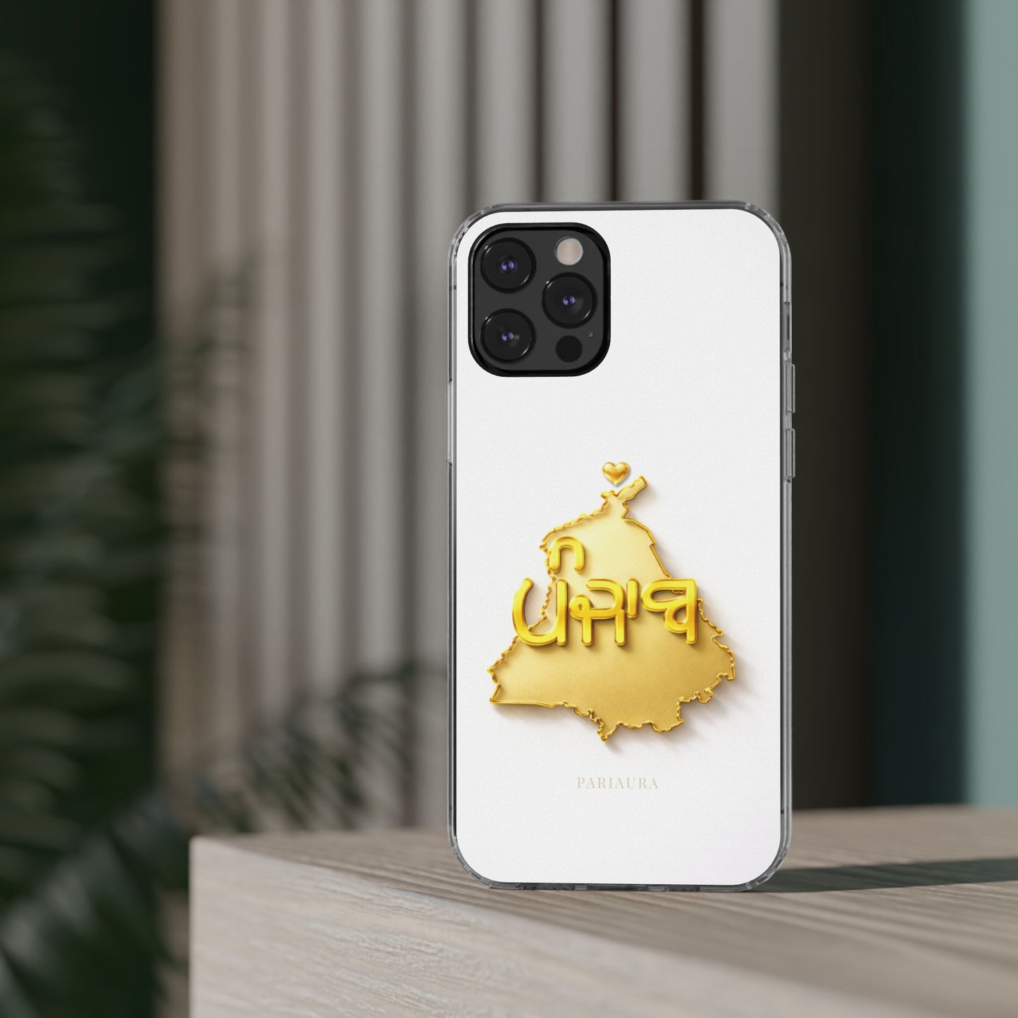 Gold 3D Punjab map design on a white back panel with clear, transparent sides.