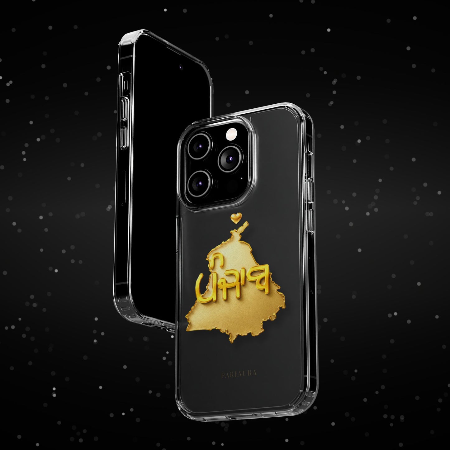 Gold 3D Punjab Map Clear iPhone Case