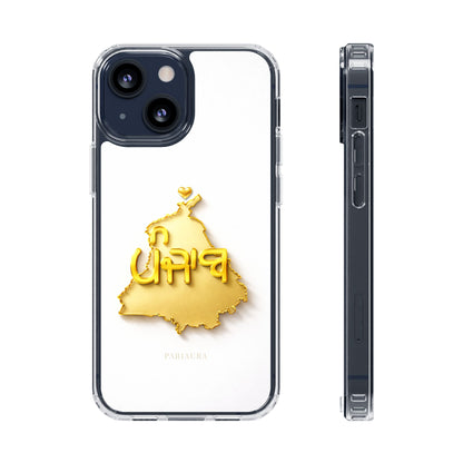 Gold 3D Punjab map design on a white back panel with clear, transparent sides.